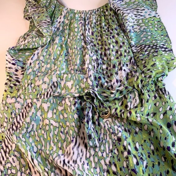 Anthropologie Leifsdottir 'Birch Tree' Green Silk Mini Dress - S - Picture 6 of 13